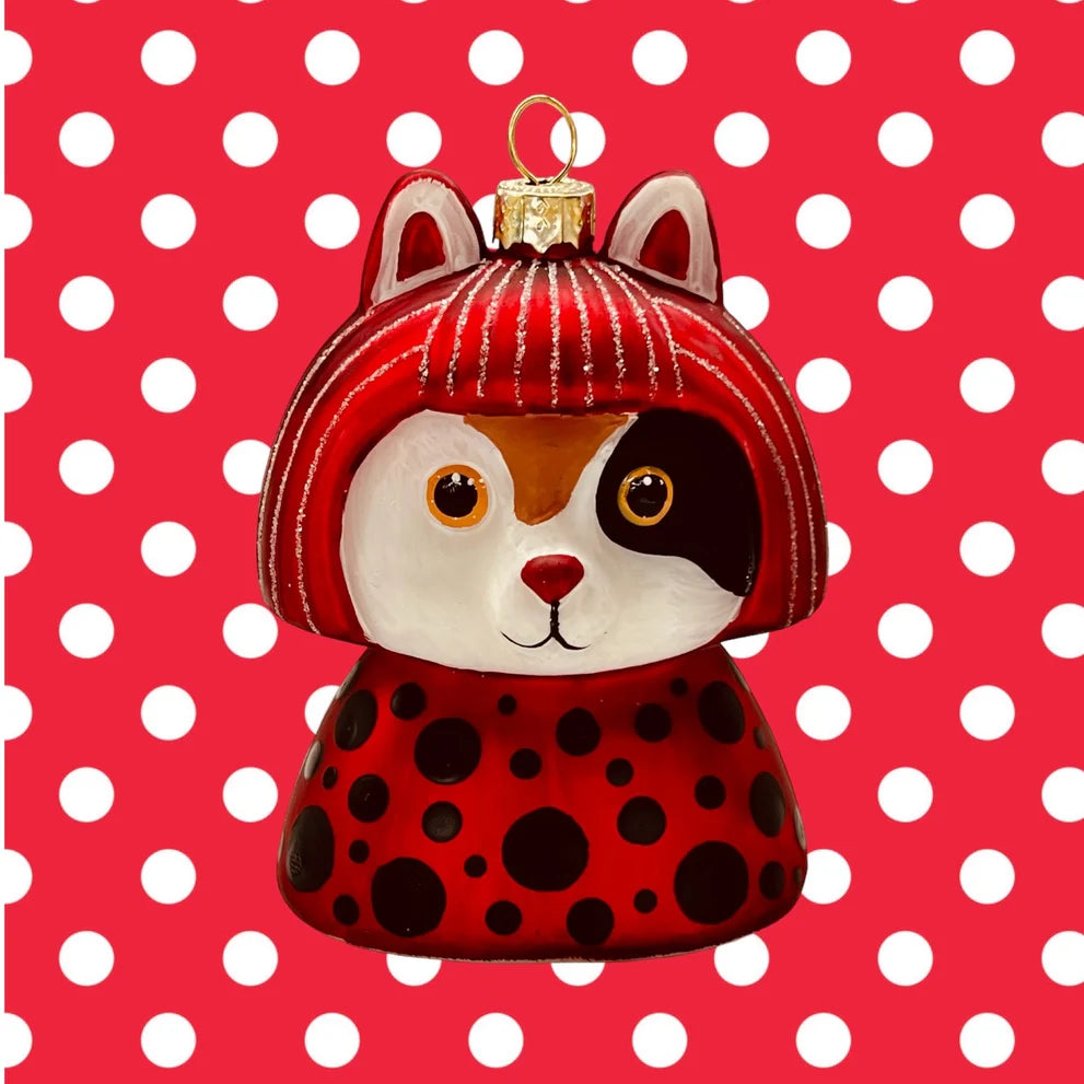 Boule de Noël « KusaMEOW » de Yayoi Kusama – Chat tricolore