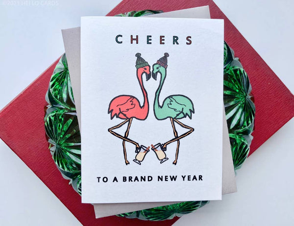 Feestdag-/nieuwjaarskaart "Flamingo Bye Bye"