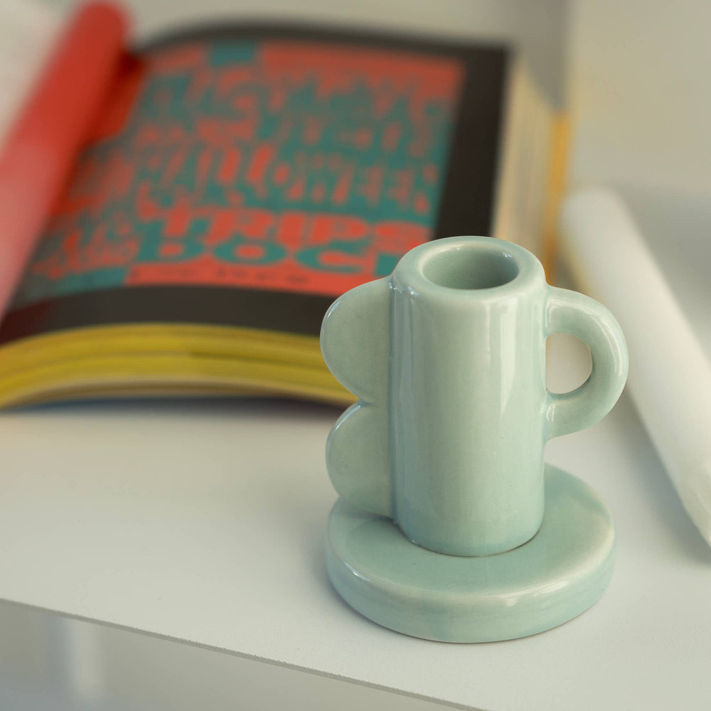 Light Blue Vintage Waves Candle Holder