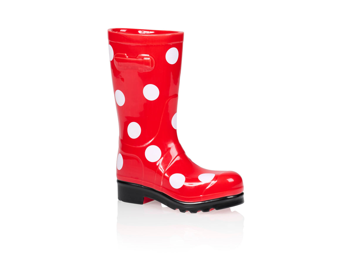 Vase Botte Wellington à Pois Rouge