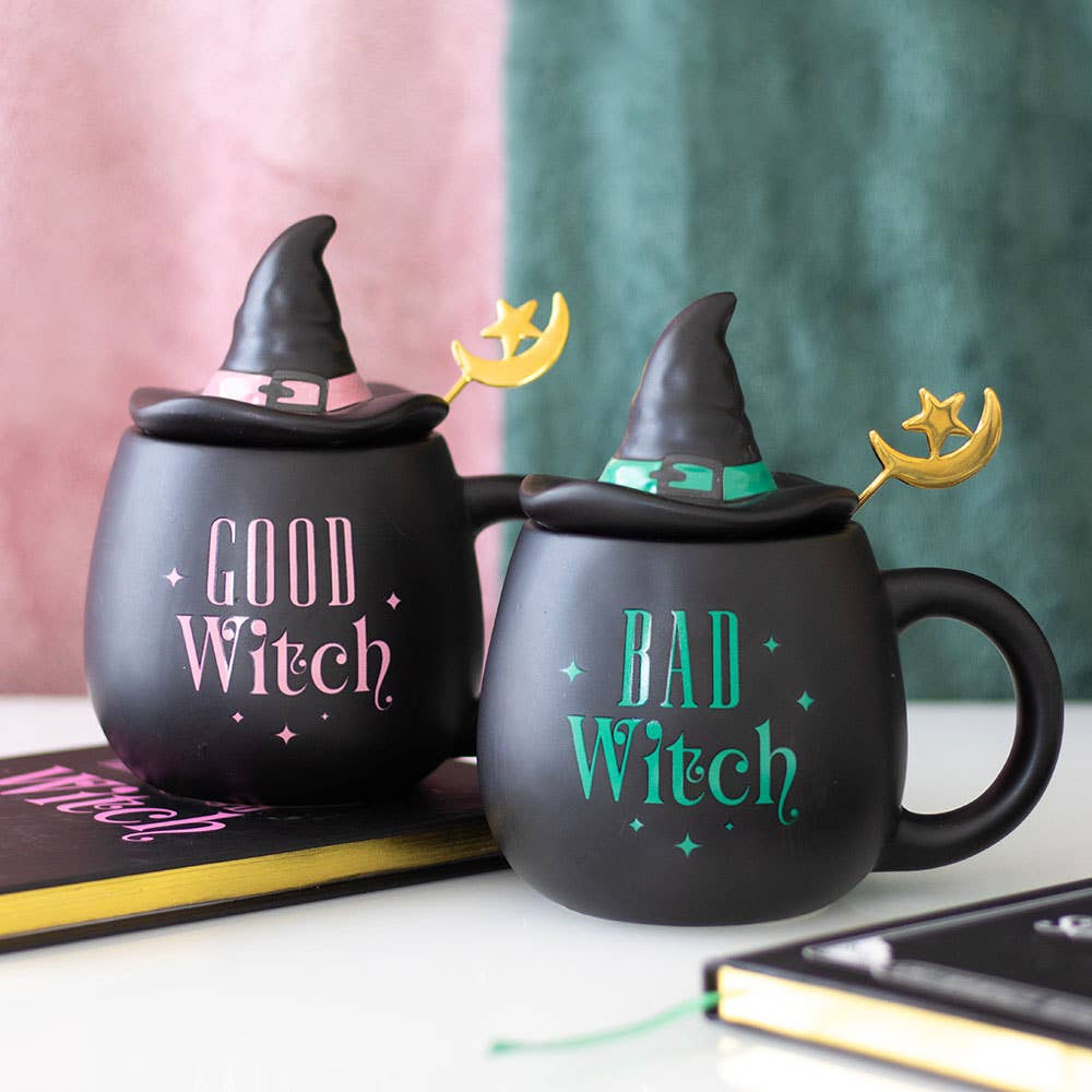 "Bad Witch" mug with lid and spoon