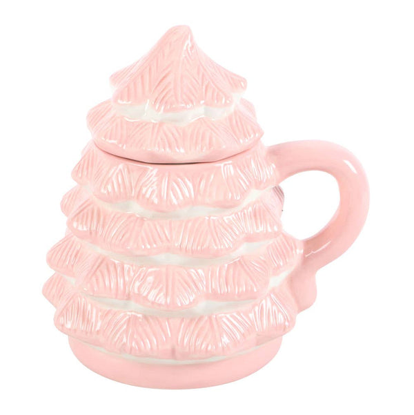 Tasse en forme de sapin de Noël rose