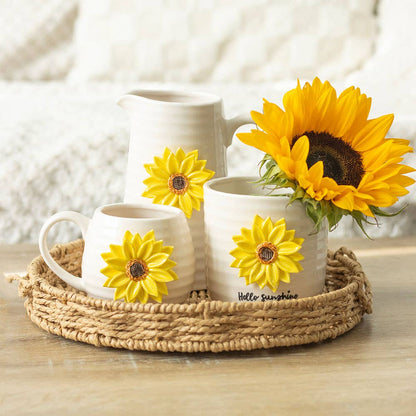 Tasse arrondie « Hello Sunshine » avec tournesol 3D