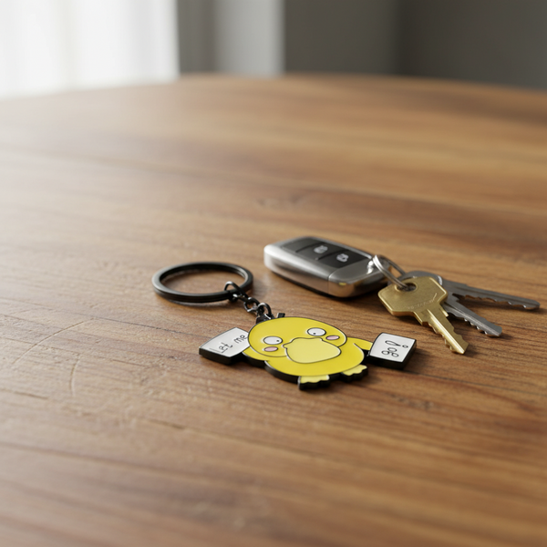 Gele eend sleutelhanger "Laat me gaan!"