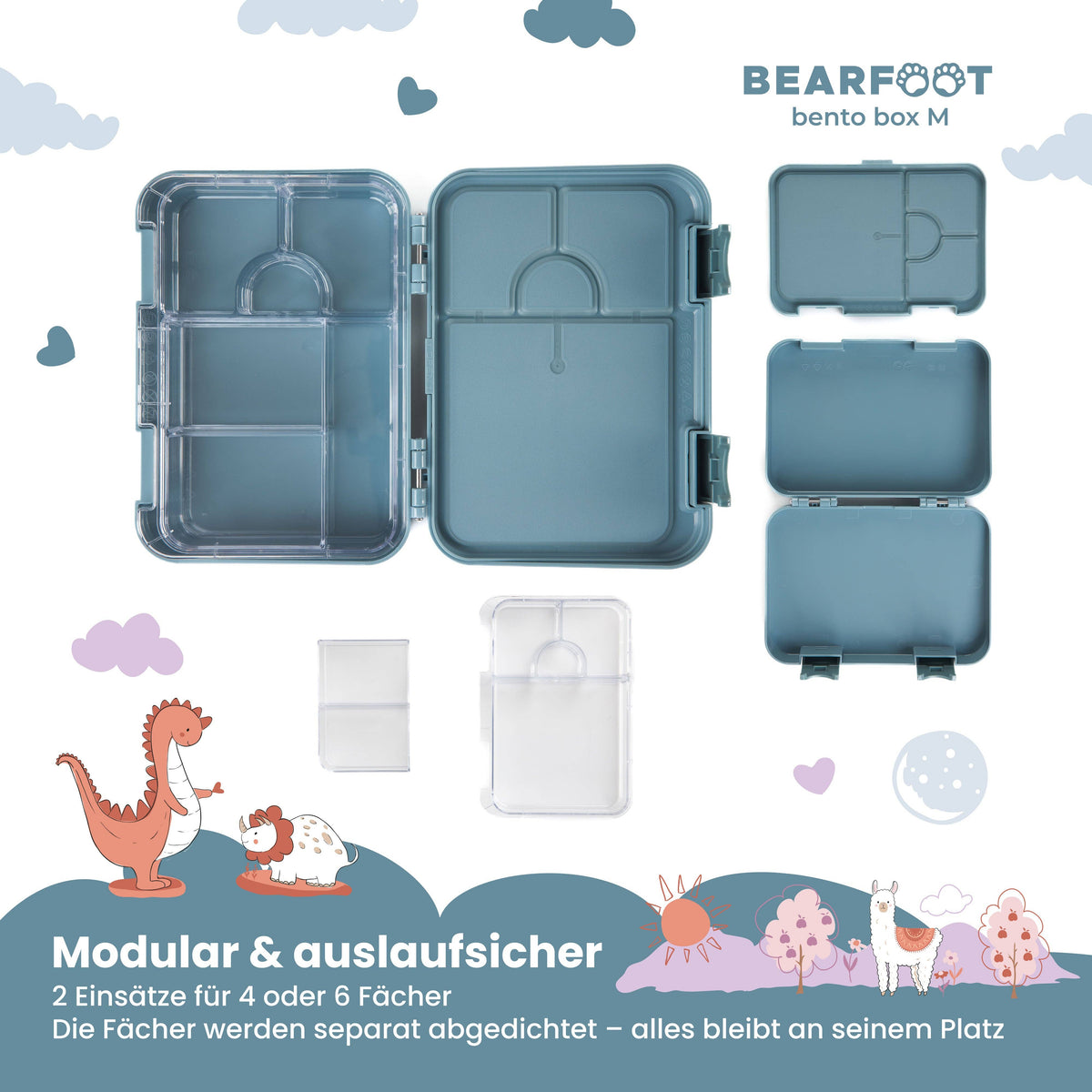 Brotdose Kinder mit Fächern, Lunchbox, Bento box - Feuerwehr