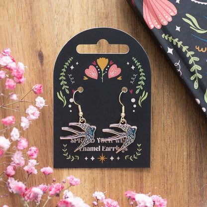 Boucles d'oreilles oiseau déploie tes ailes bleues