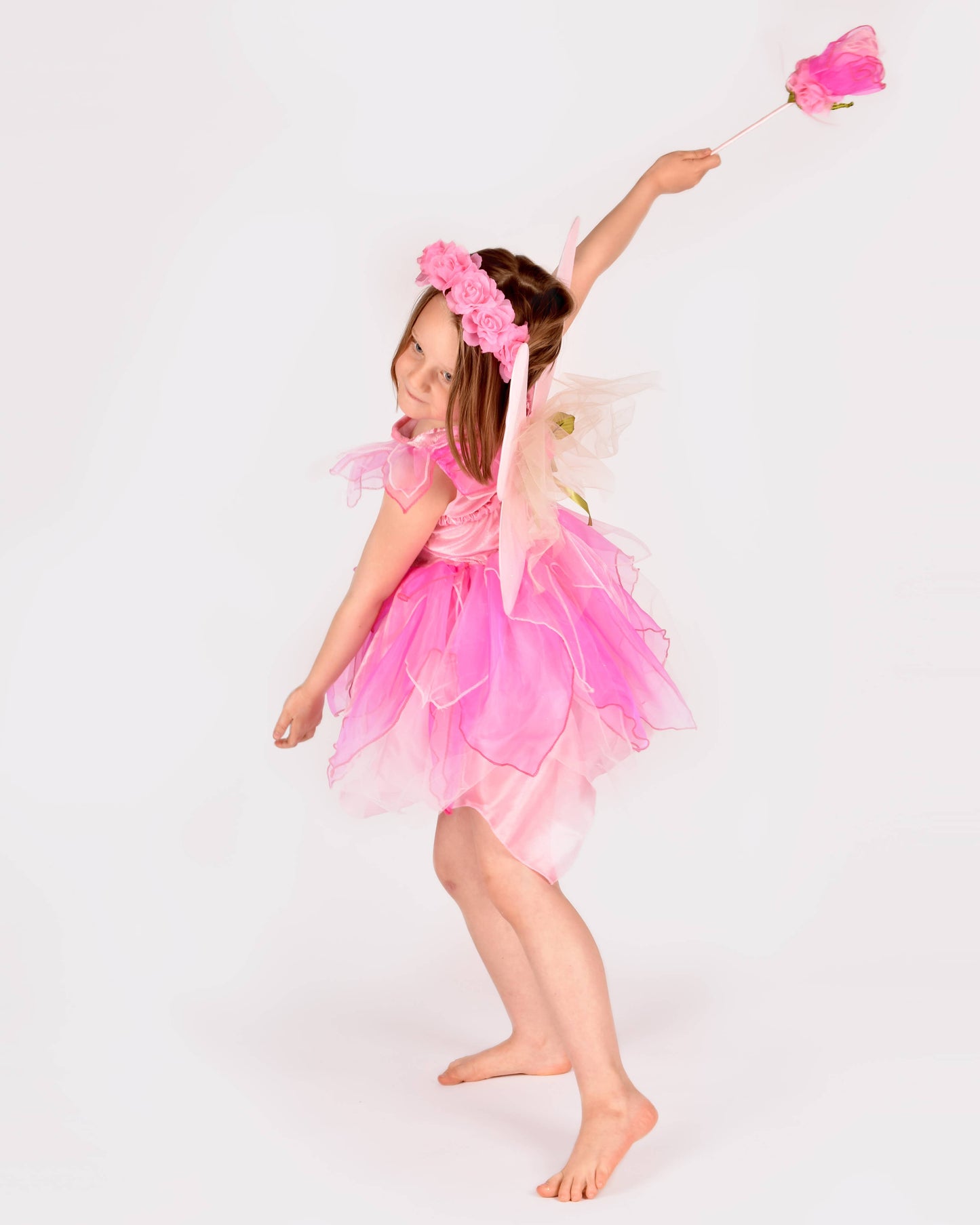 Robe féerique avec ailes+diadème+baguette 122-128 cl 6-8 ans