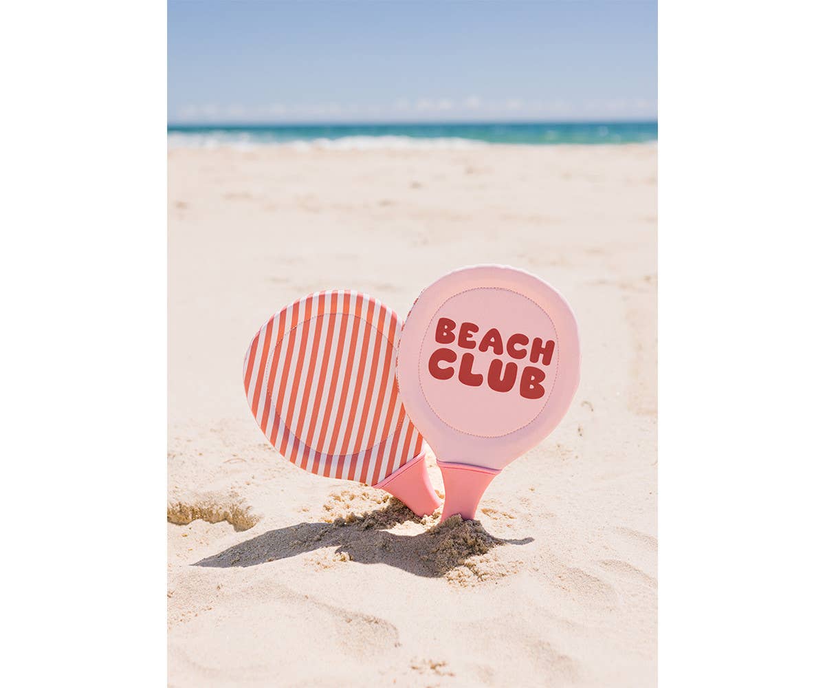 Raquettes de plage en néoprène Stripes Bloom & Blush avec balle