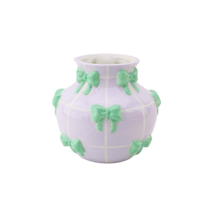 Vase - Vase à fleurs Rubans - Lilas/Menthe - 14,5x14,5x13cm
