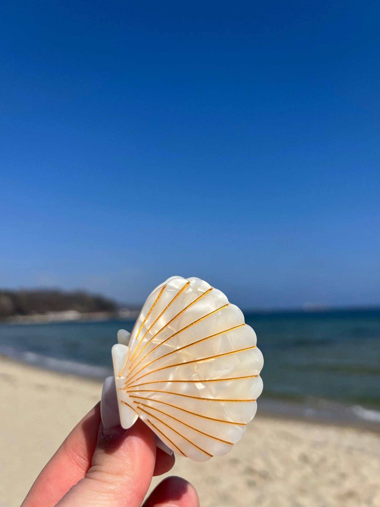 Pince à cheveux Coquillage rouge pailleté