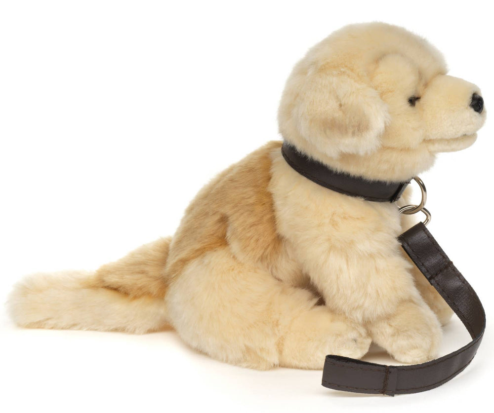 Peluche Chiot Golden Retriever, Assis - Avec Laisse - 18 cm (Hauteur)