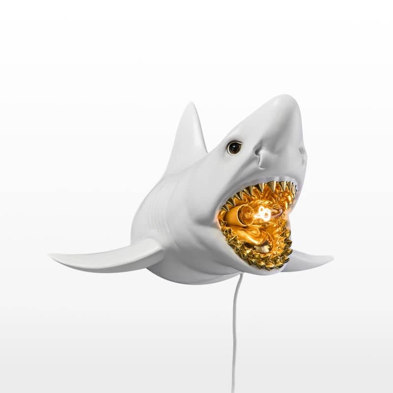 Applique murale Requin Hai Sharky Shark Blanc/Or