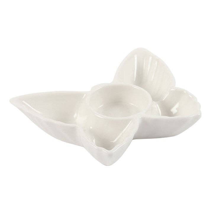 Porte-bougie Chauffe-plat Papillon Blanc