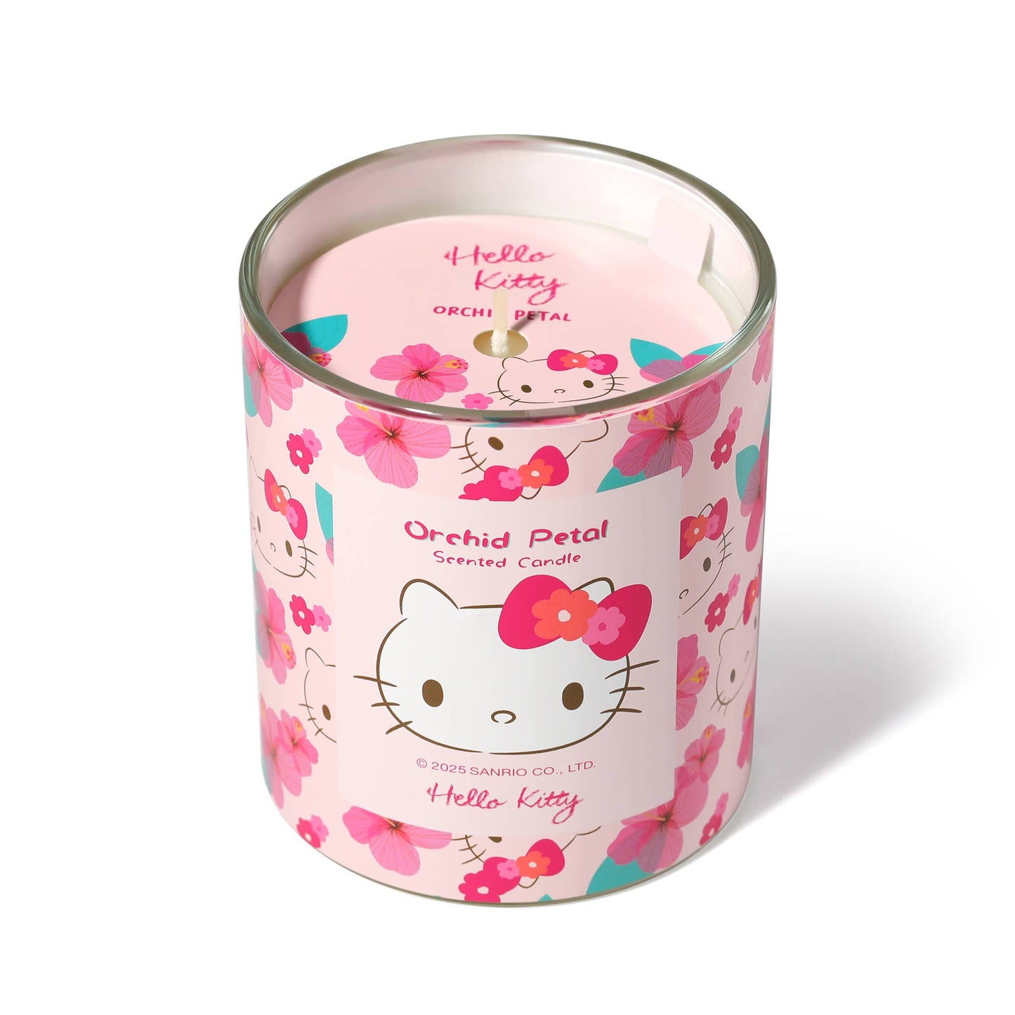 Roze kaars met originele Hello Kitty-print, geur van orchideeblaadjes