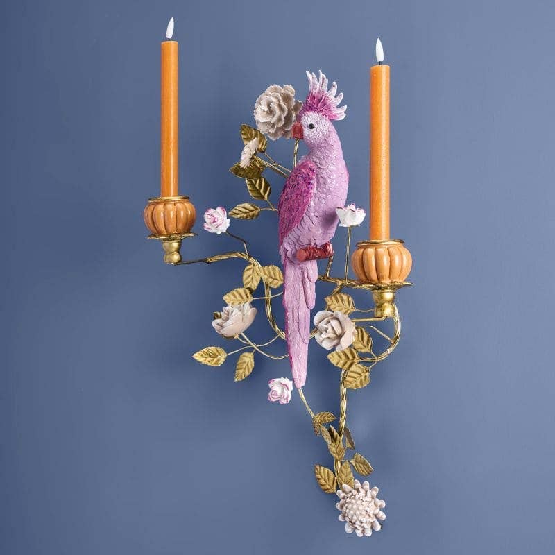 Parrot wall light, orange/pink