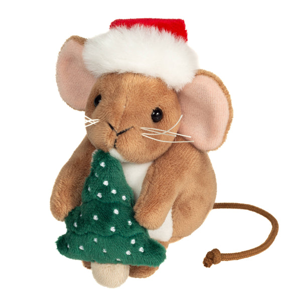 Pluche kerstmuis met kerstboom
