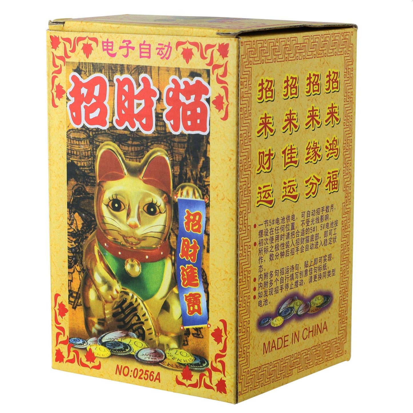 Maneki-neko gelukskat, 15 cm, goud