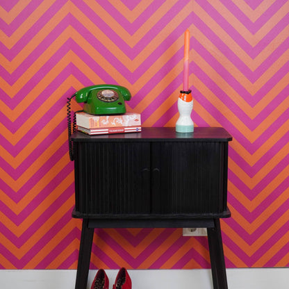 Bougeoir - Poisson - Menthe/Blanc/Orange - 7x7x16,5cm