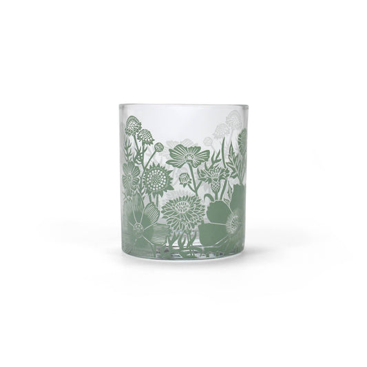 Bloemen bosgroene glazen drinkbeker