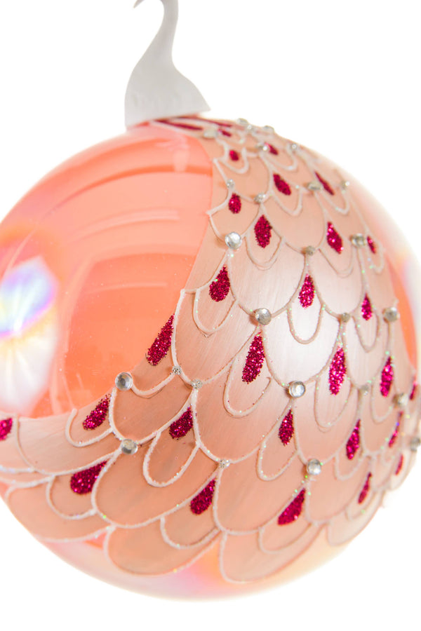 Roze pauwenkerstbal