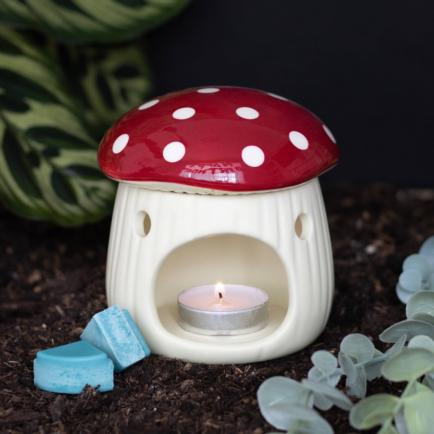 Brûleur d'huile en forme de champignon rouge