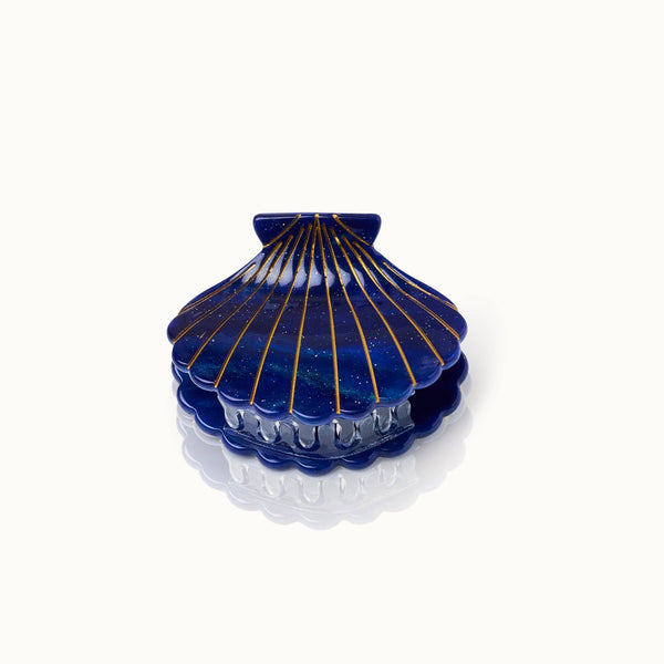 Middernachtblauwe schelp haarclip