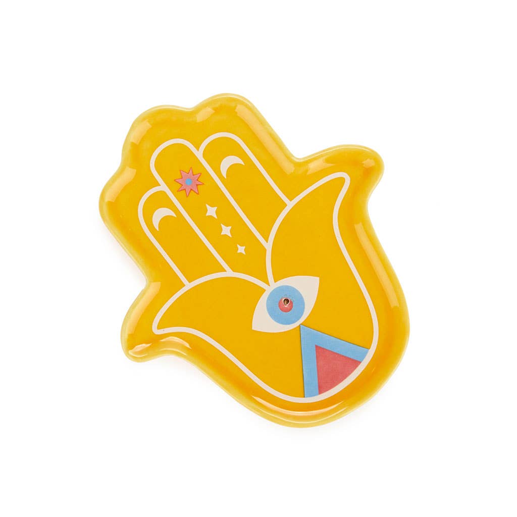 Incense holder, Lucky Hand, yellow, ceramic
