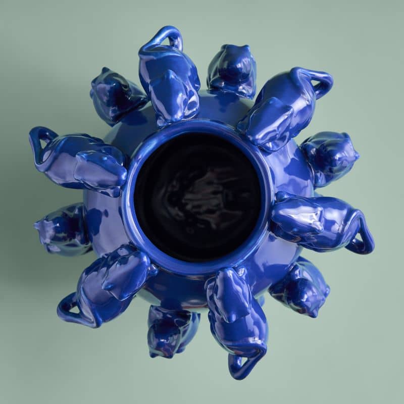 Vase M. Mäuschen, grès bleu cobalt, 23 x 23 x 26 cm