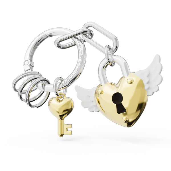 Gouden hartvormige hangslot sleutelhanger