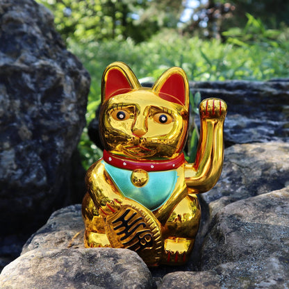 Maneki-neko gelukskat, 15 cm, goud