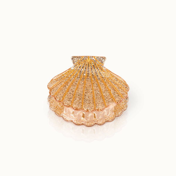 Gouden glitter schelp haarclip