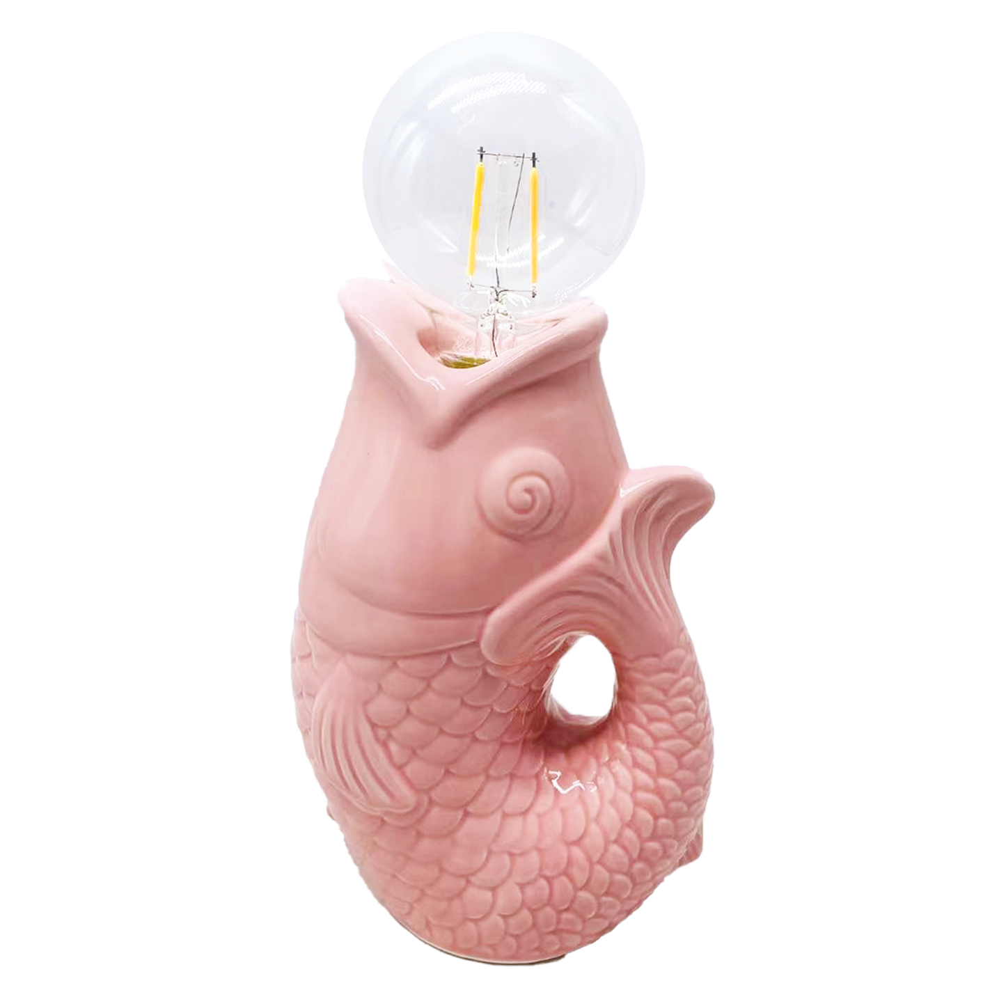 Déco LED poisson rose à piles L13,5 P8,2 H27cm