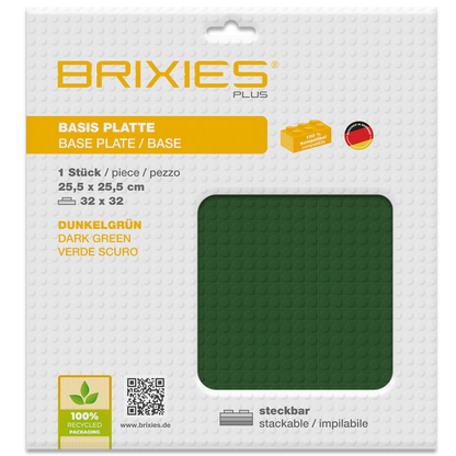 BRIXIES Plus Base Plate Dark Green 32 x 32 Studs