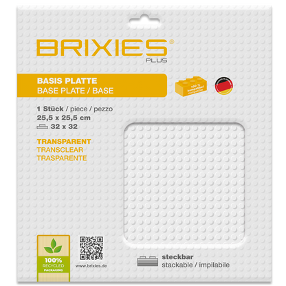BRIXIES Plus Basis Platte transparent  32 x 32 Noppen