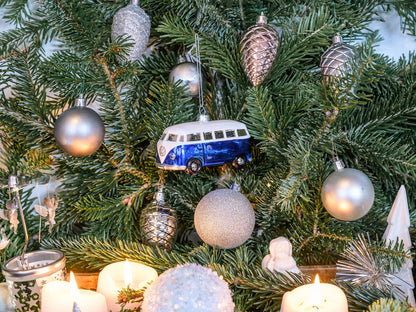 VW T1 Bus Christmas Decoration Blue &amp; White