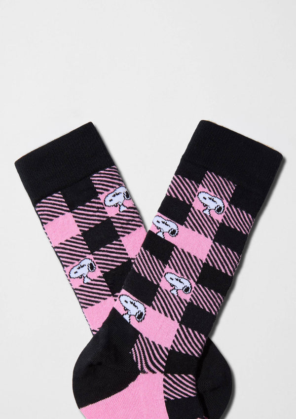 BeSnoopy Tartan Rose - Chaussettes coton biologique