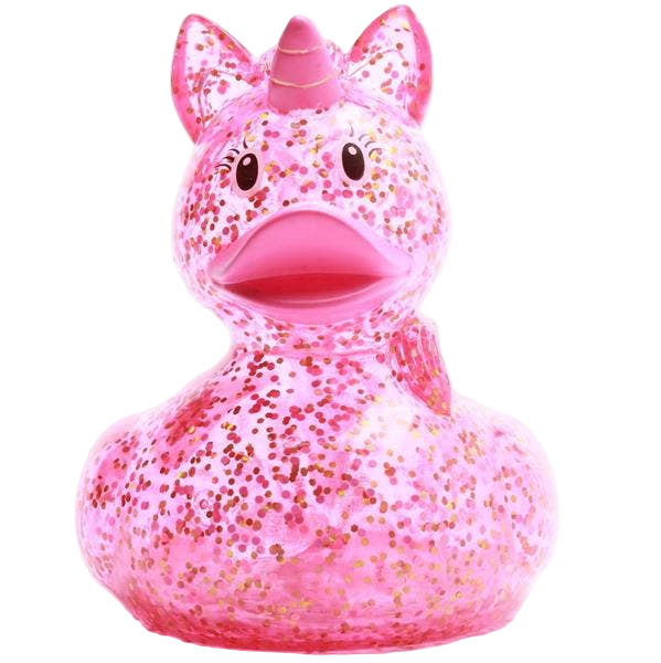 Roze glitterende eenhoorn-eend