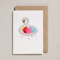 Carte de Vœux avec Patch - Cygne Arc-en-ciel