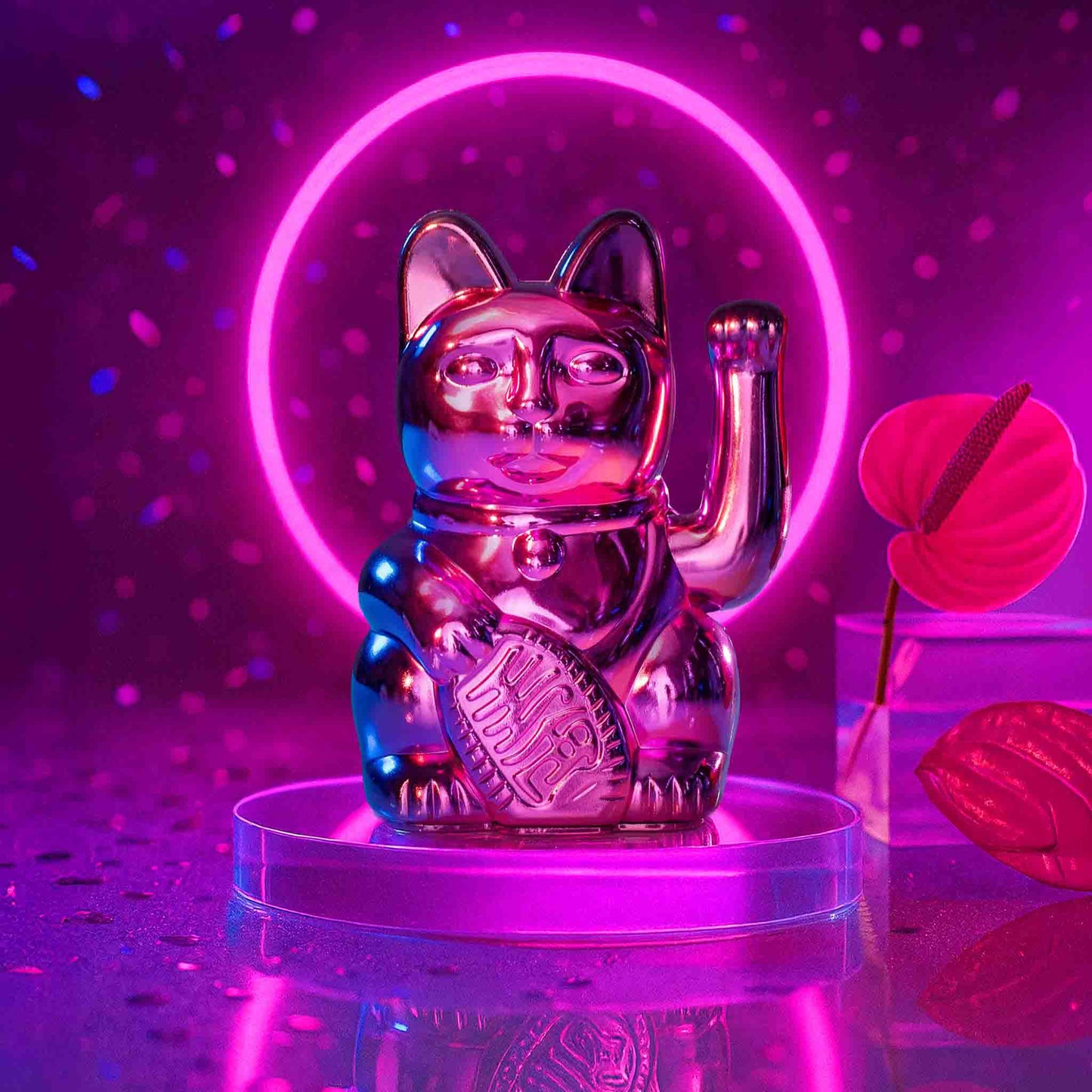Mini Chat Chanceux Rose Brillant “Sorya”