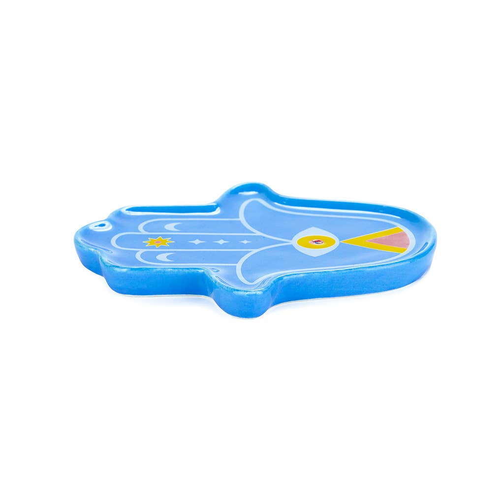 Incense holder, Lucky Hand, blue, ceramic