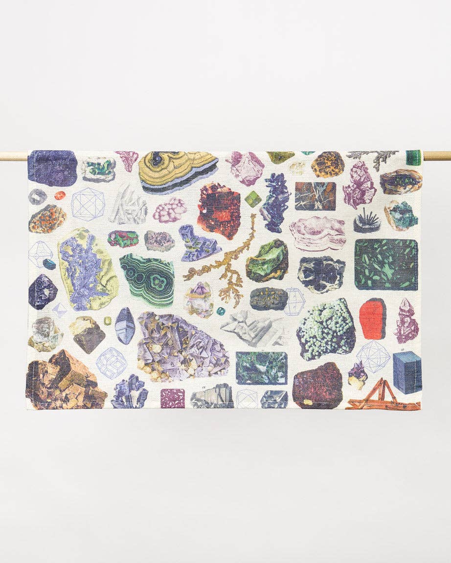Theedoek met edelstenen en mineralen