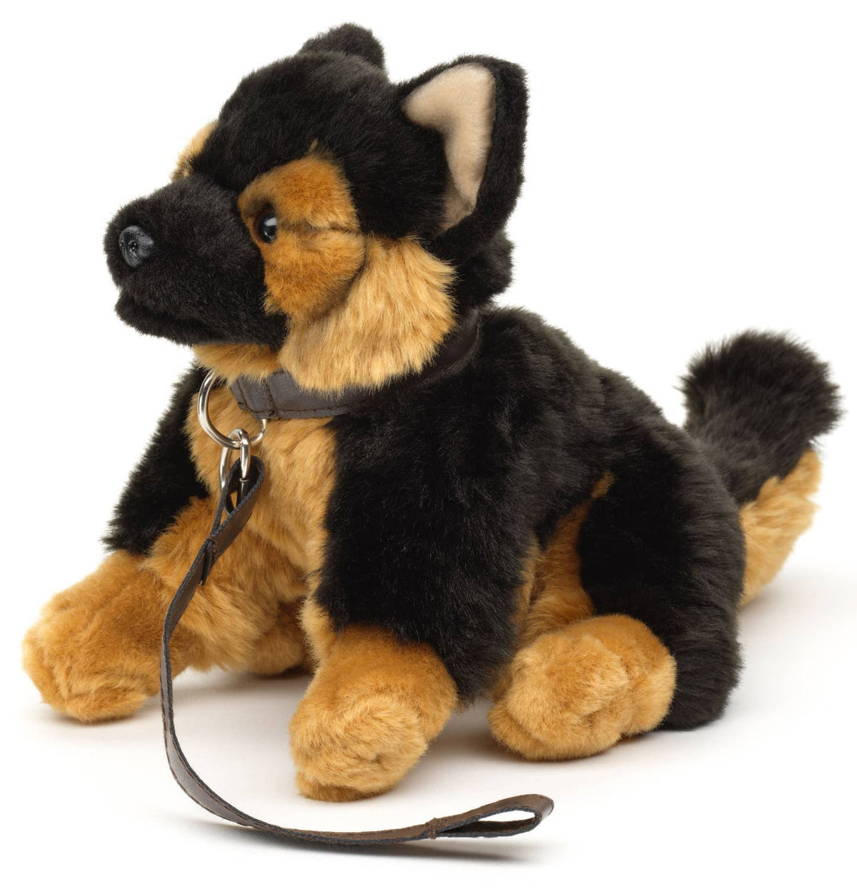 Peluche Chiot Berger Allemand Assis avec Laisse – 18 cm