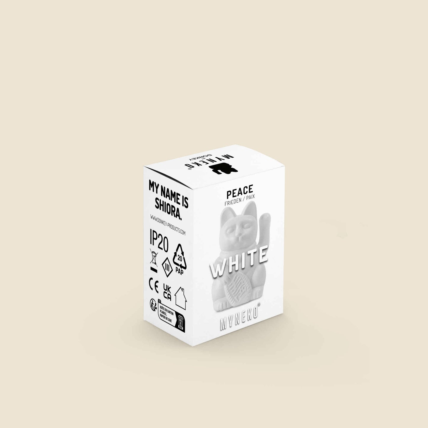 Mini Chat Chanceux Solaire Blanc “Shiora”