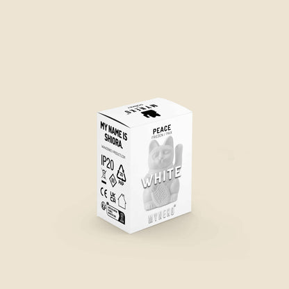 Mini Chat Chanceux Solaire Blanc “Shiora”