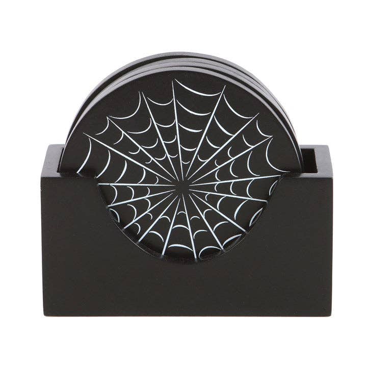 Set de 4 dessous de verre gothiques noirs avec motif toile d’araignée