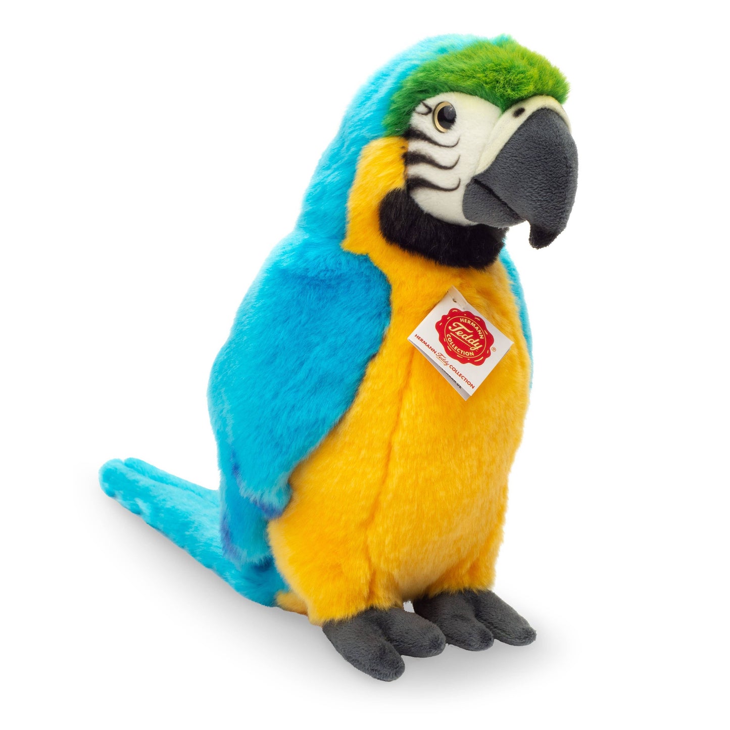 Yellow and blue macaw parrot plush toy