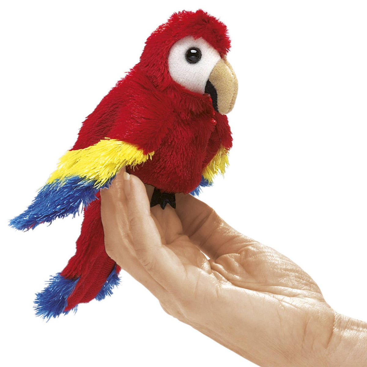 Marionnette à doigt Mini Perroquet Ara Rouge Folkmanis réaliste