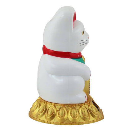 Chat chanceux solaire blanc 18cm