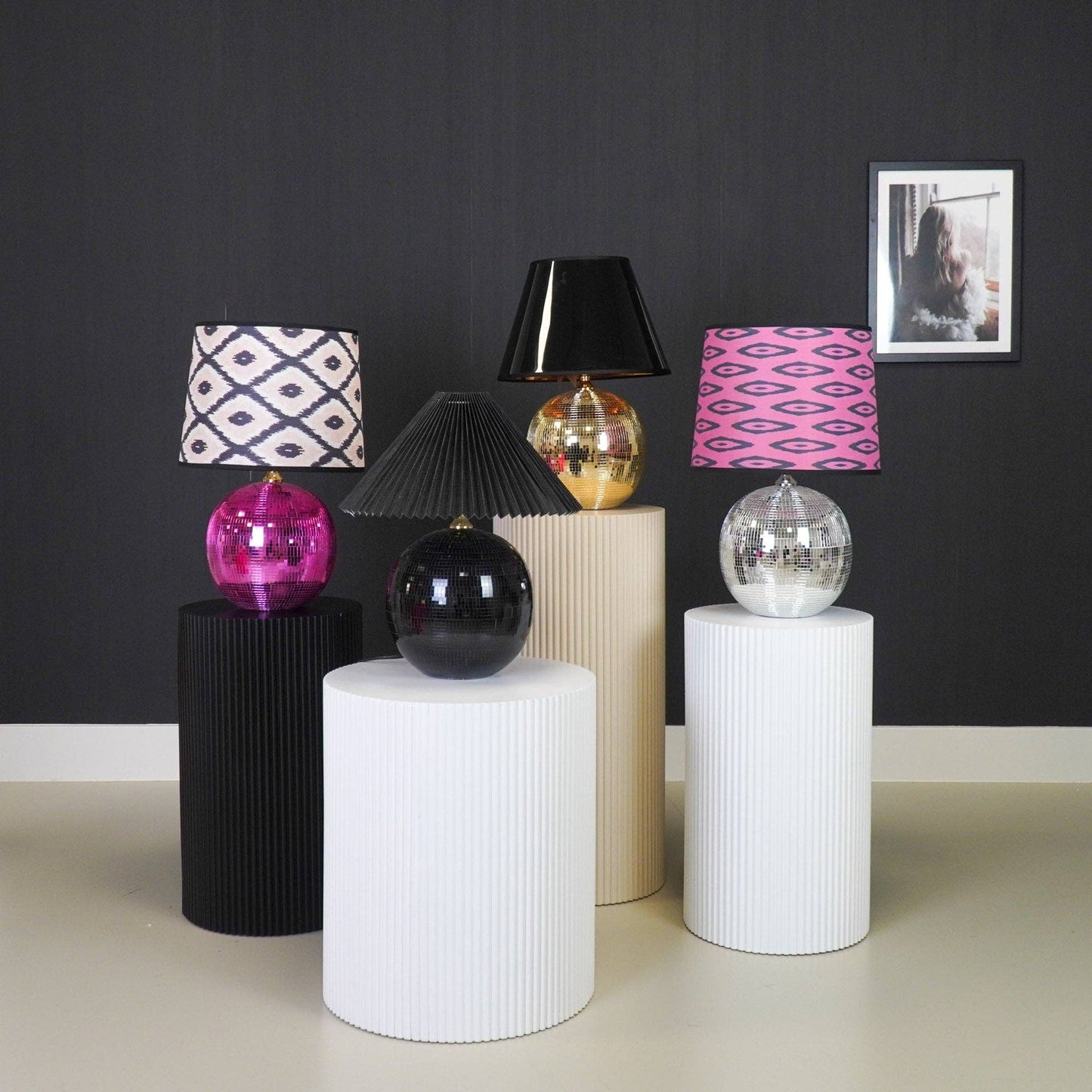 Lampe - Lampe de table Boule à facettes - Verre - Or - 20x20x20cm