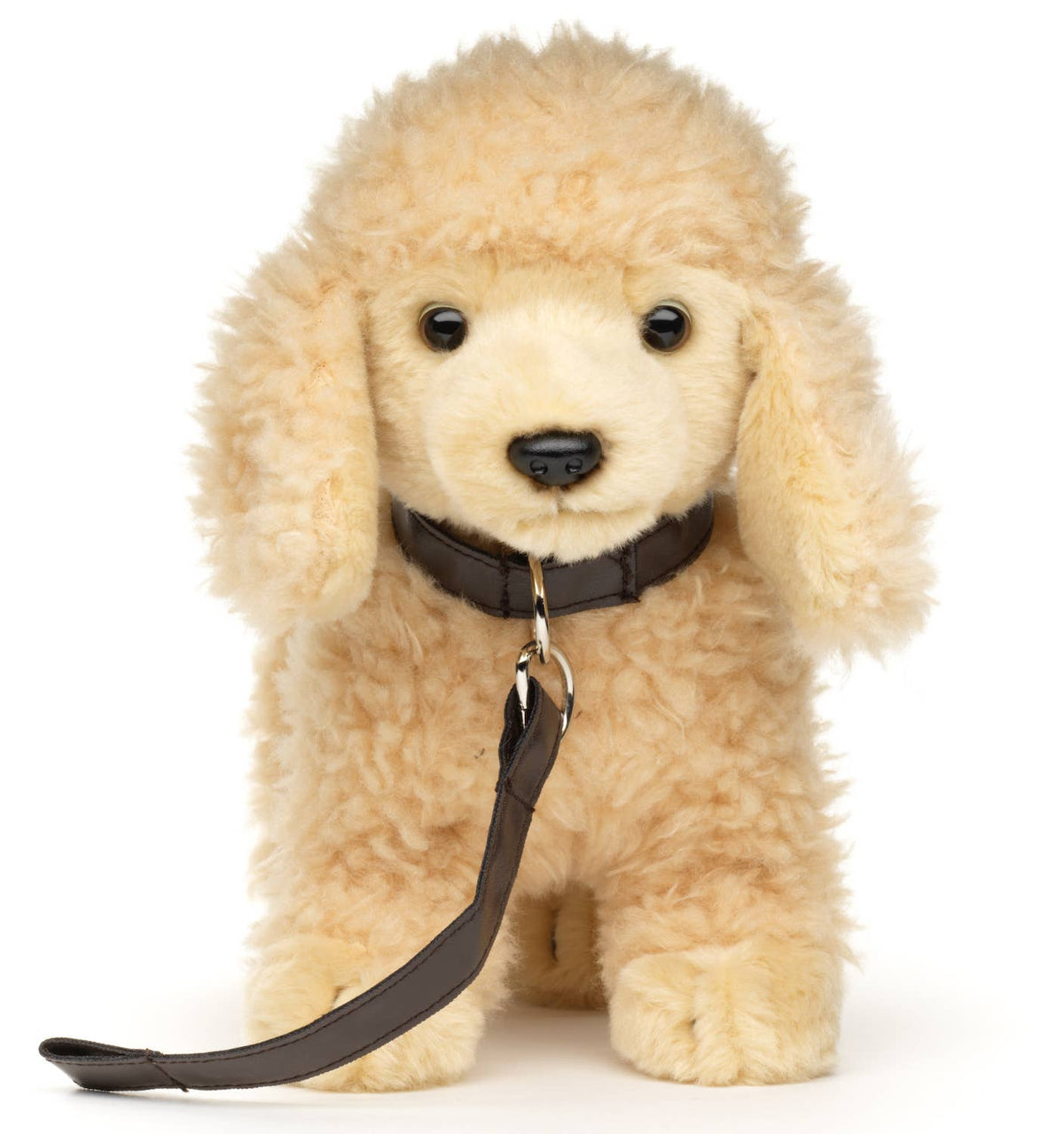 Peluche Caniche Abricot, Debout (avec Laisse) - 30 cm (Longueur)
